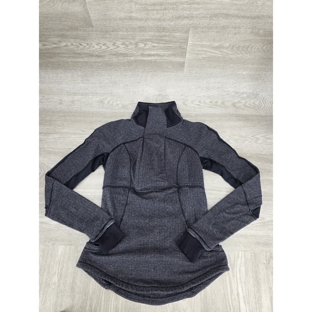 Lululemon Base Runner 1/4 Zip Jacket Womens Size 6 Heathered Gray Black Running
